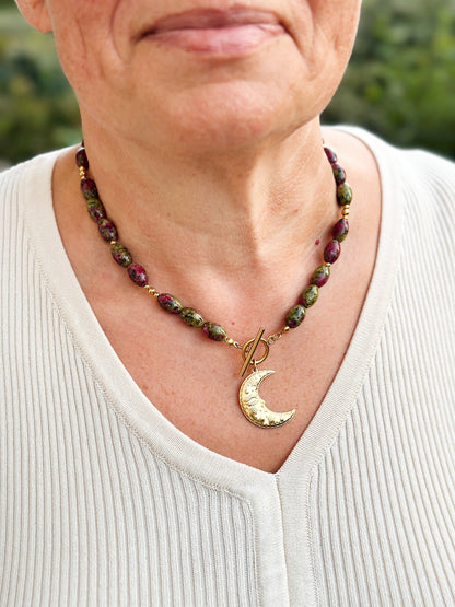 Collier en pierres naturelles Rubis Zoisite