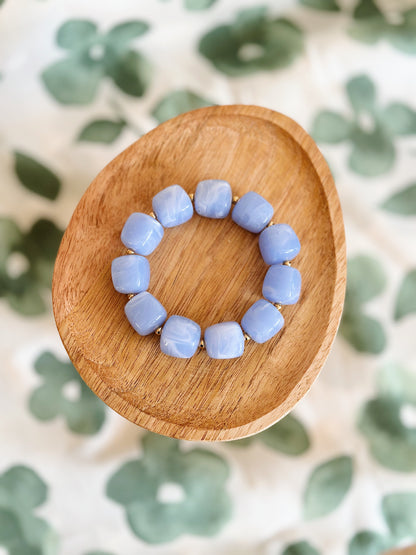 Bracelet cube Bleu pastel marbré
