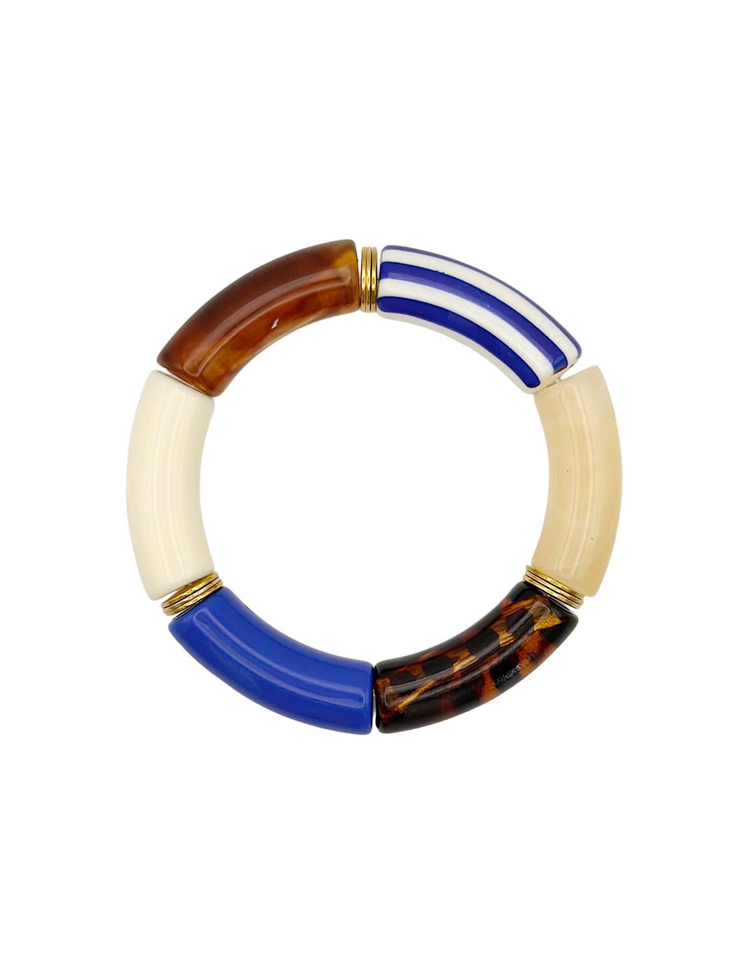 Bracelet tube rayé Léo Bleu