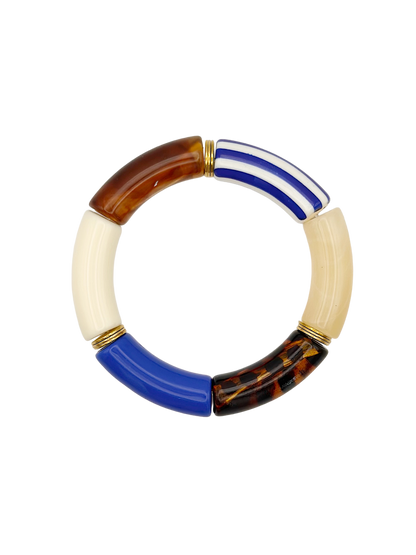 Bracelet tube rayé Léo Bleu