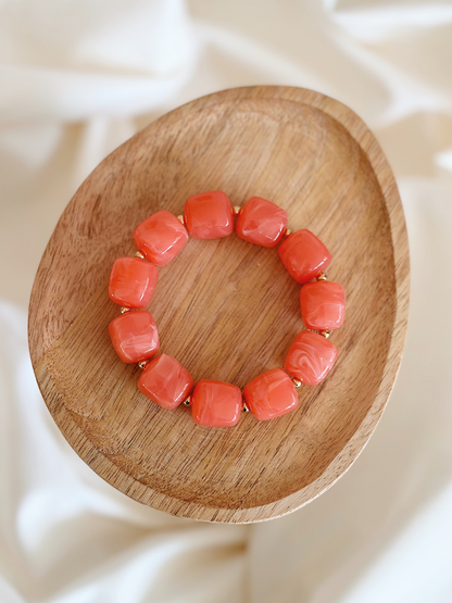Bracelet cube Corail marbré