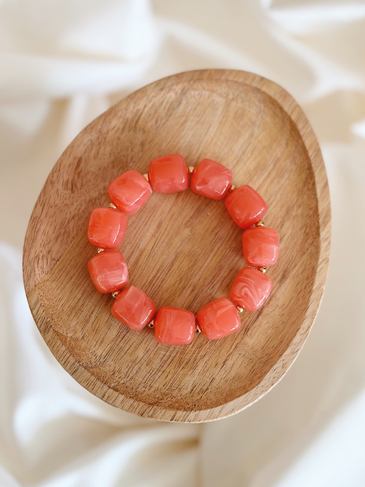 Bracelet cube Corail marbré