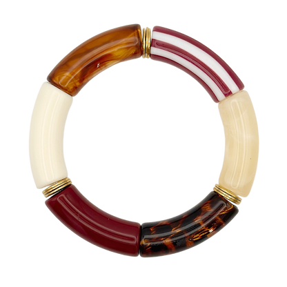 Bracelet tube rayé Léo Bordeaux