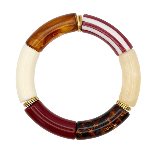 Bracelet tube rayé Léo Bordeaux
