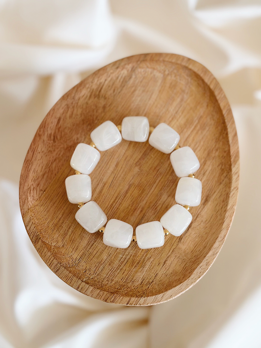 Bracelet cube Blanc marbré