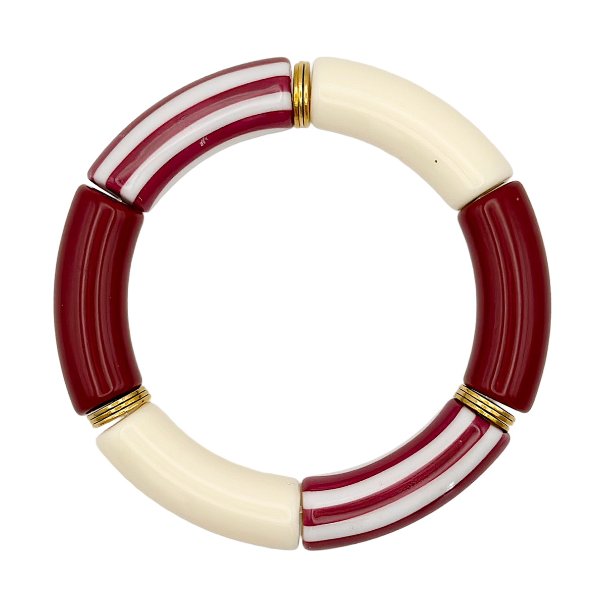 Bracelet tube rayé Bordeaux