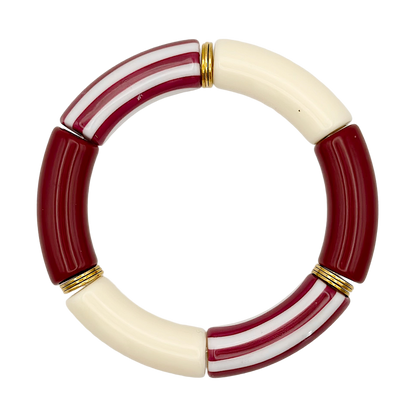 Bracelet tube rayé Bordeaux