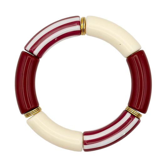 Bracelet tube rayé Bordeaux