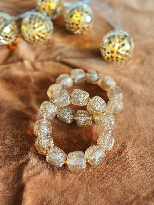 Bracelet cube Paillette Champagne