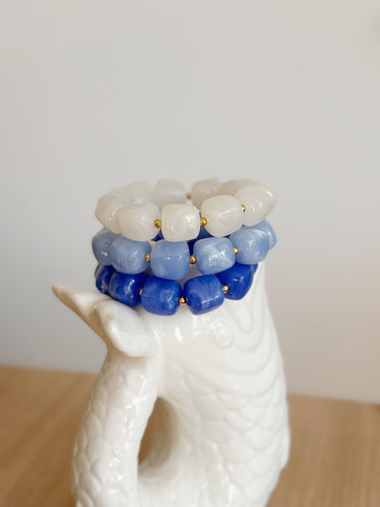 Bracelet cube Bleu pastel marbré