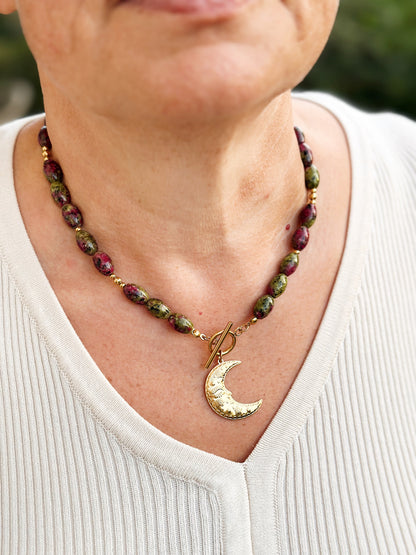 Collier en pierres naturelles Rubis Zoisite