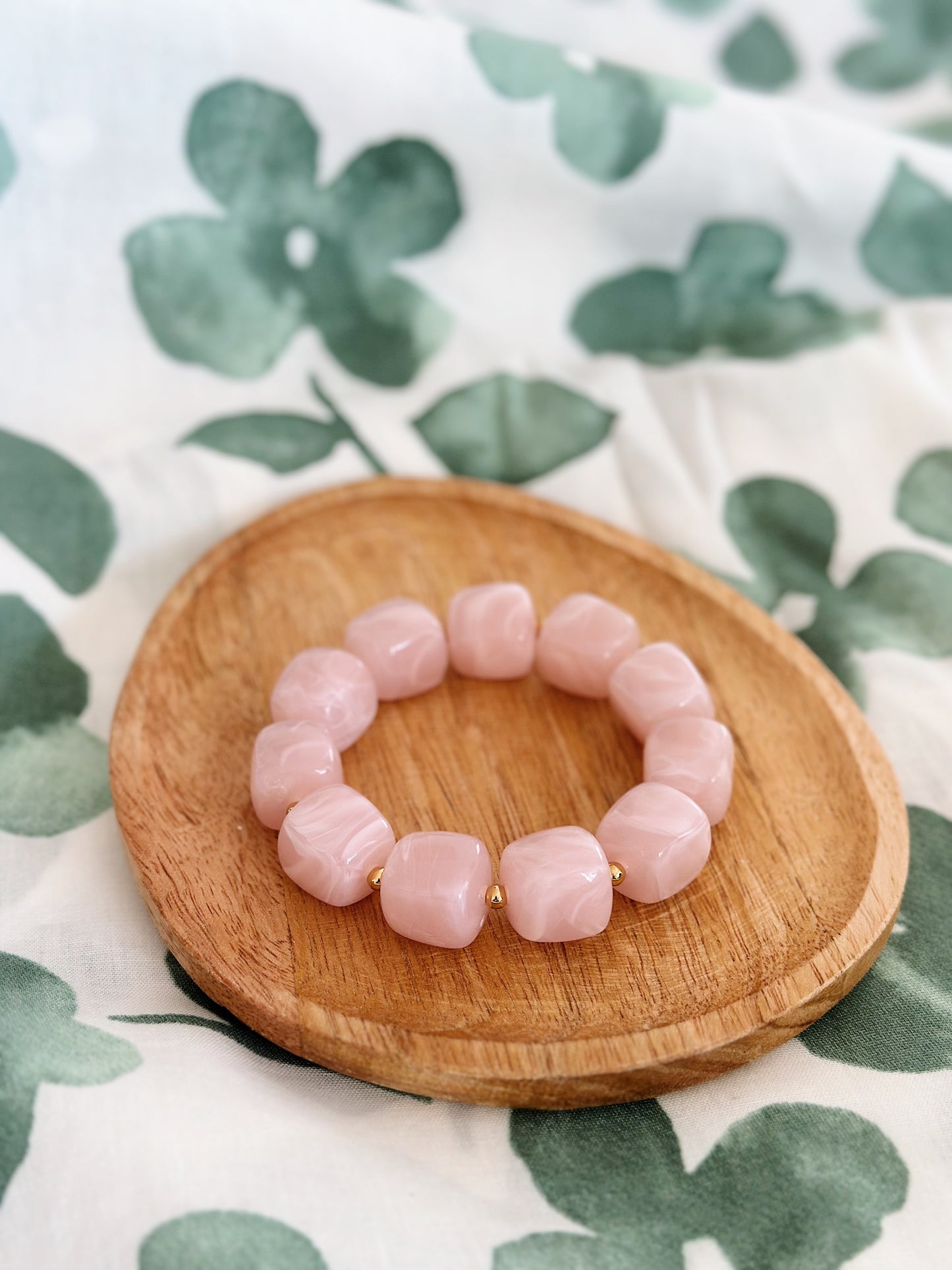 Bracelet cube Rose pastel marbré