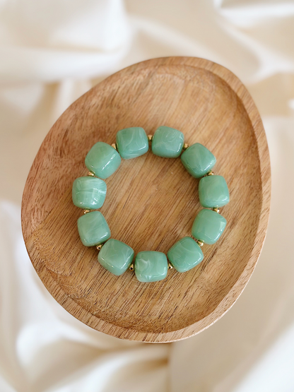 Bracelet cube Vert pastel marbré
