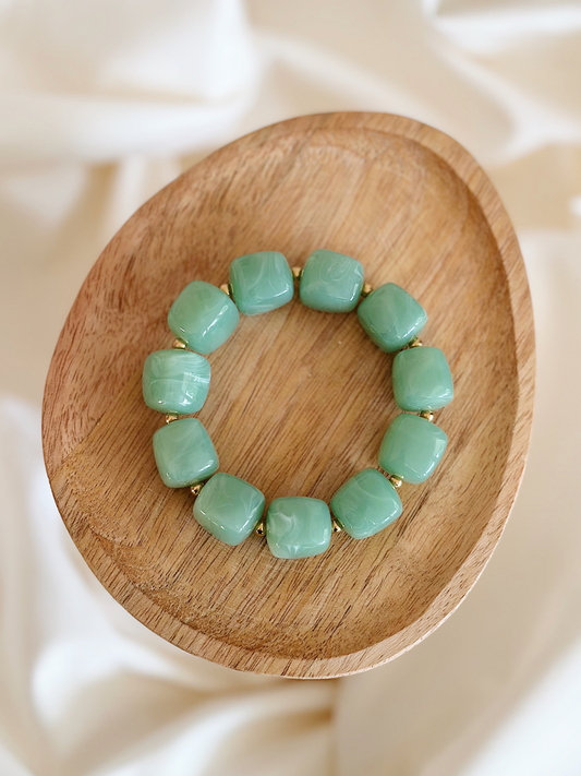 Bracelet cube Vert pastel marbré