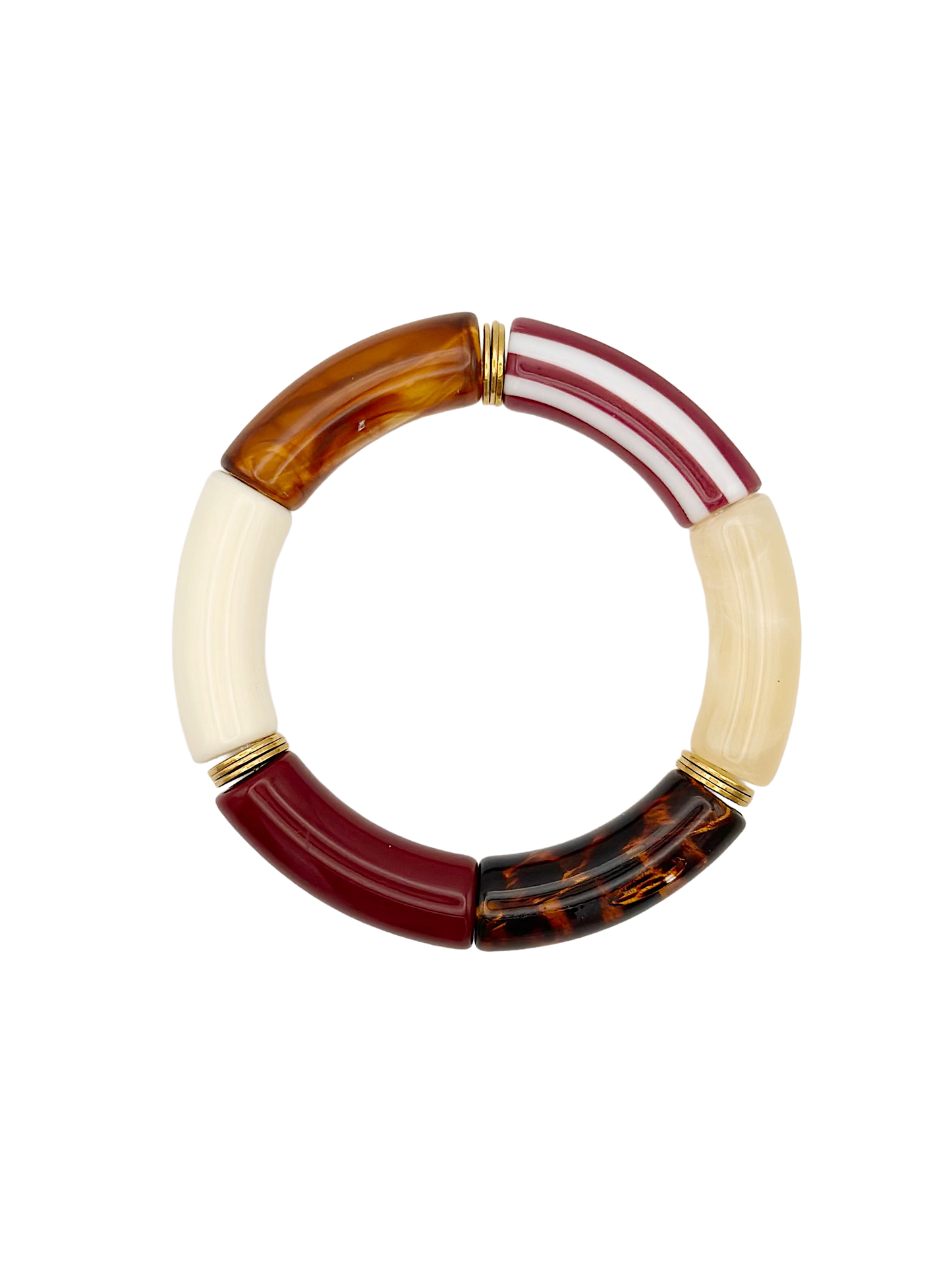Bracelet tube rayé Léo Bordeaux
