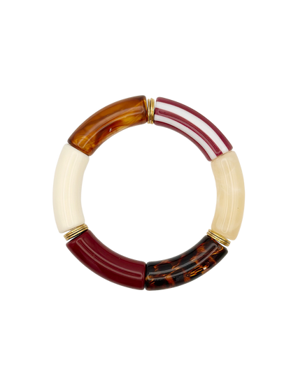 Bracelet tube rayé Léo Bordeaux