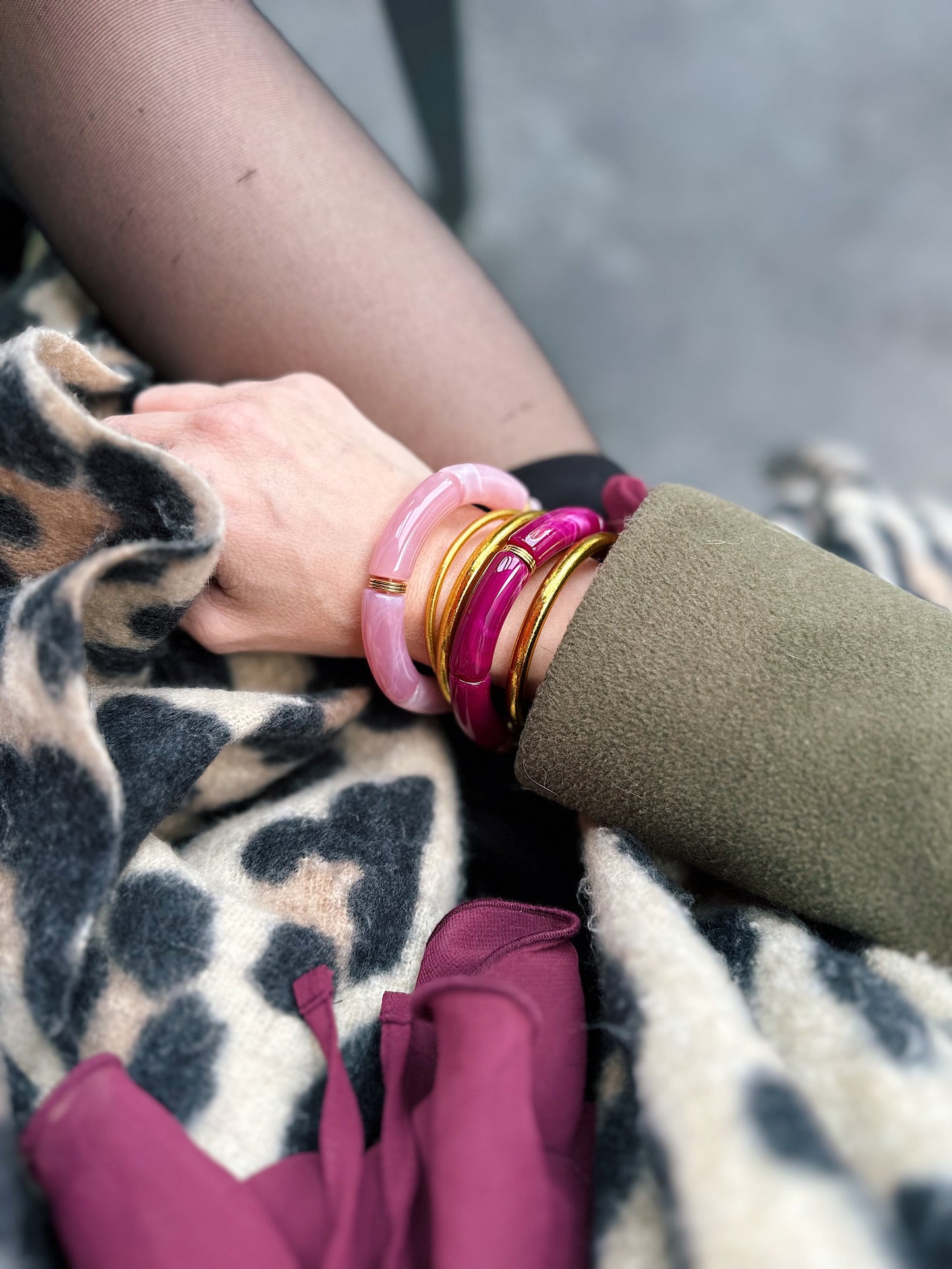 Bracelet tube Prune marbré