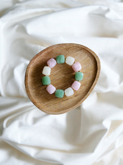 Bracelet cube Rose / Vert marbré