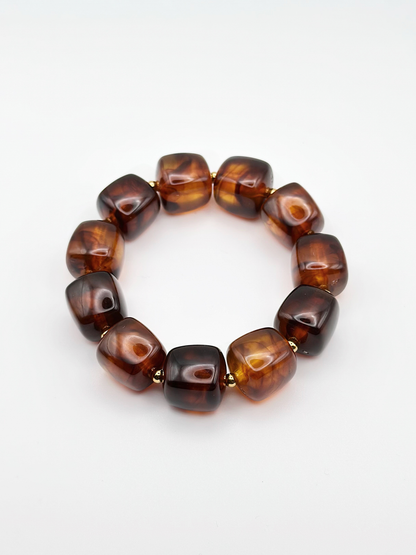 Bracelet cube Ambre marbré
