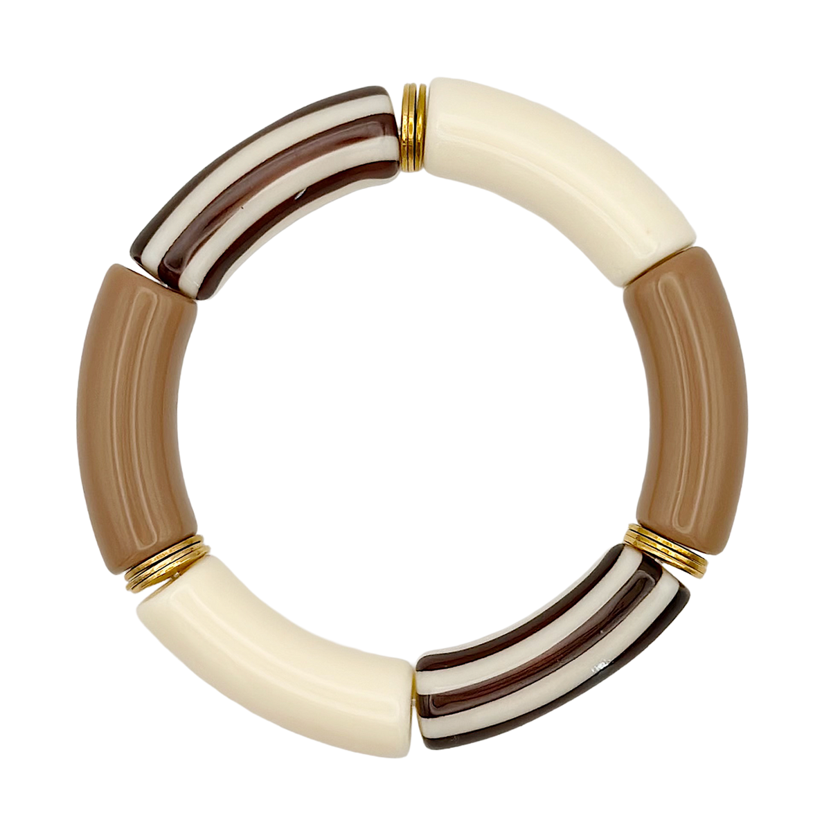 Bracelet tube rayé Marron