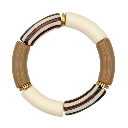 Bracelet tube rayé Marron