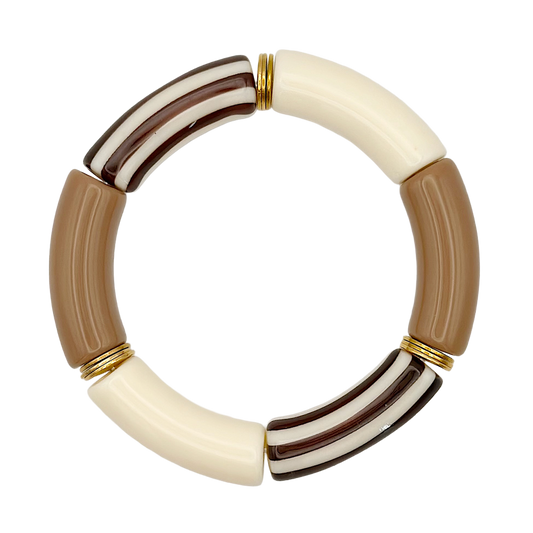 Bracelet tube rayé Marron