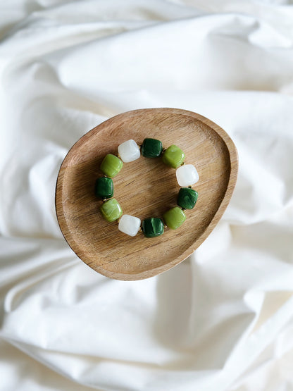 Bracelet cube Olive / Vert marbré