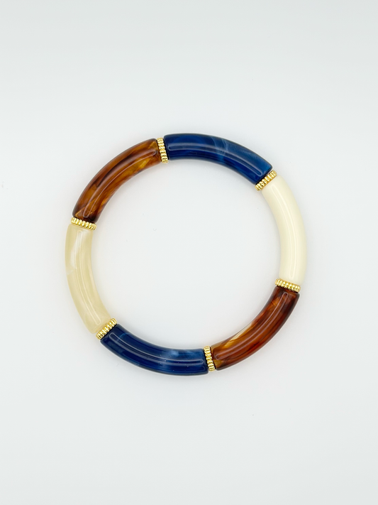 Bracelet tube fin Bleu Marron