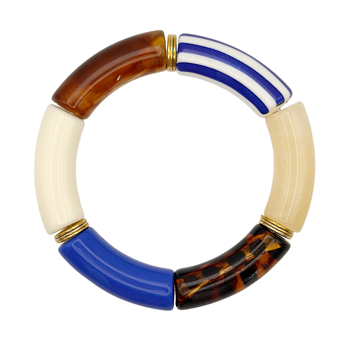 Bracelet tube rayé Léo Bleu