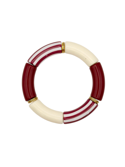 Bracelet tube rayé Bordeaux