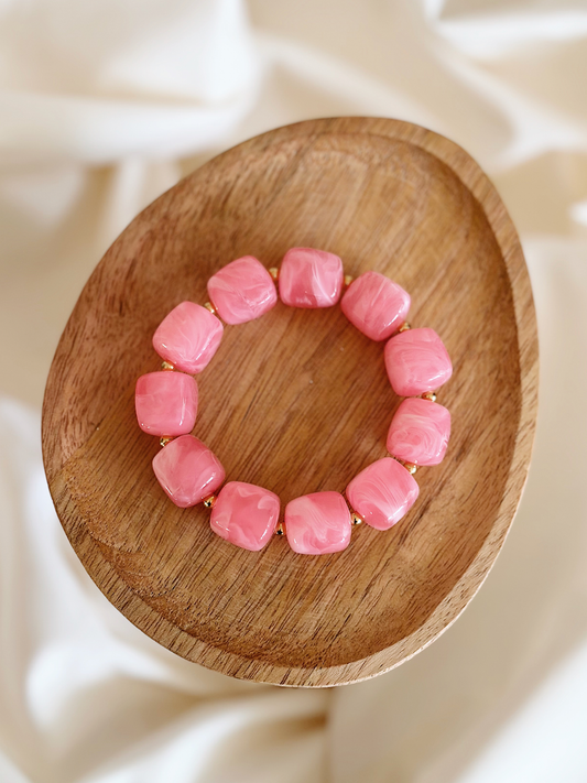 Bracelet cube Rose marbré