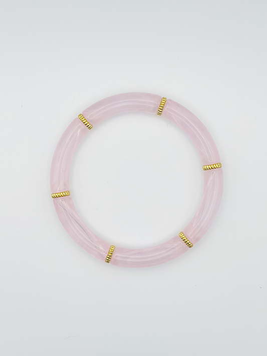Bracelet tube fin Pink transparent