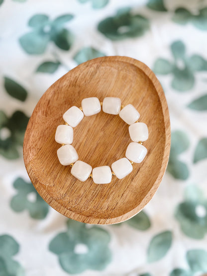 Bracelet cube Blanc marbré