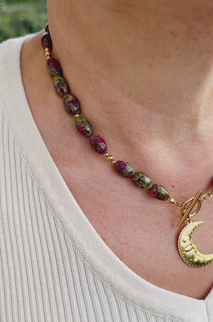 Collier en pierres naturelles Rubis Zoisite