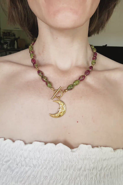 Collier en pierres naturelles Rubis Zoisite